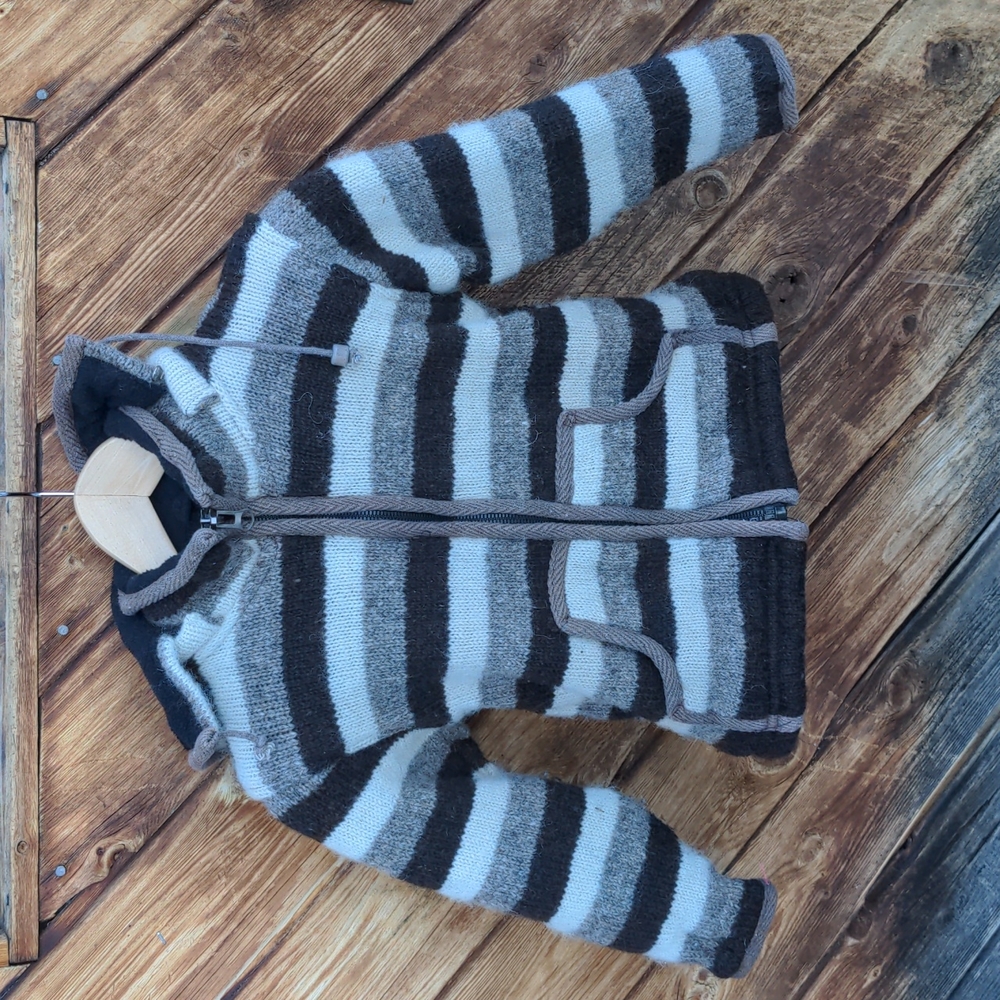 EUC striped brown & cream wool jacket